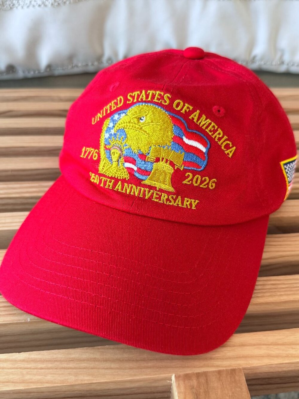 USA 250th Anniversary Hat Red 1776 2026 Embroidered Eagle Liberty Bell Strapback
